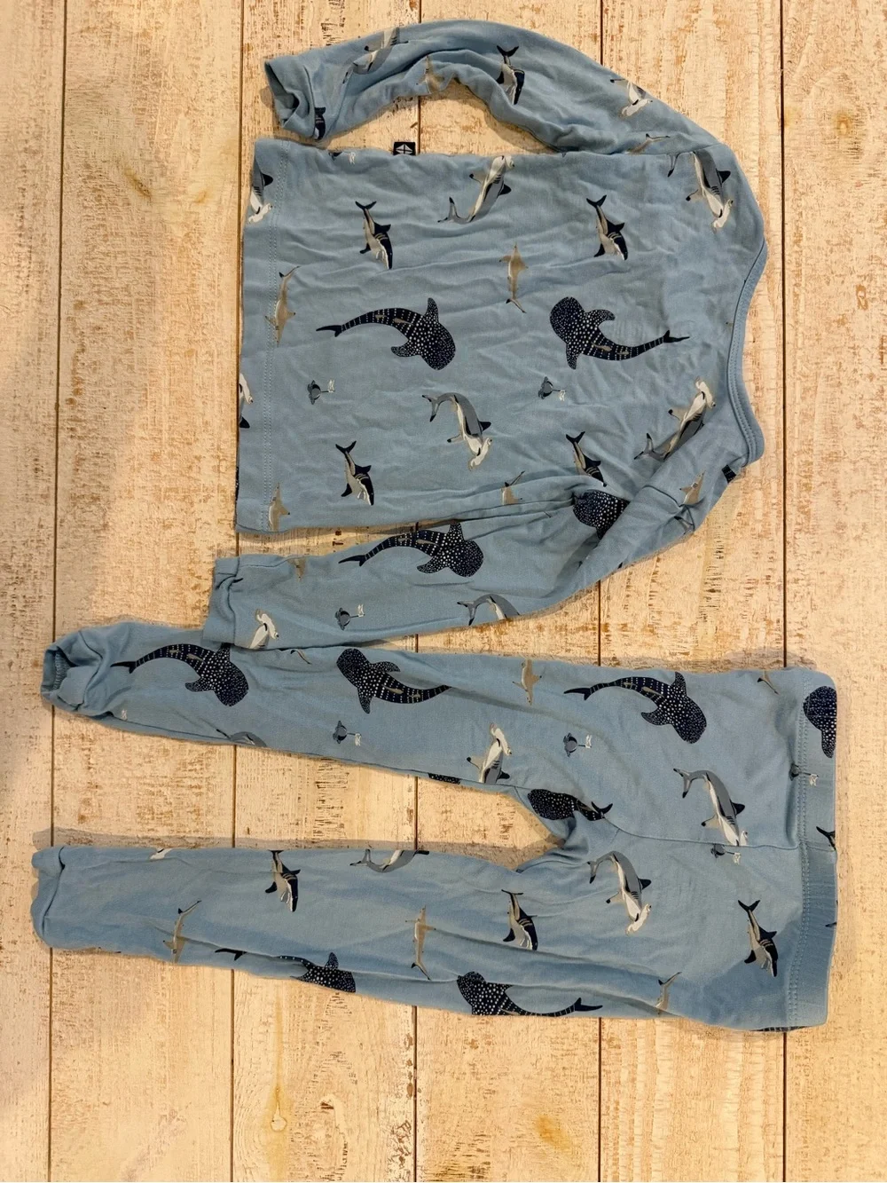 Kyte BABY Blue Shark Pajama Set & Cream Car Print onesie and short set
